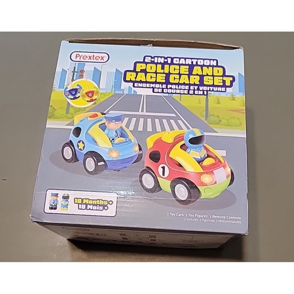 Prextex Cartoon RC Police & Race Car remote control figures